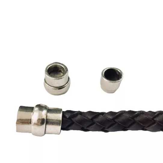 Fermoir aimanté tube en étain pour cuir rond 8mm