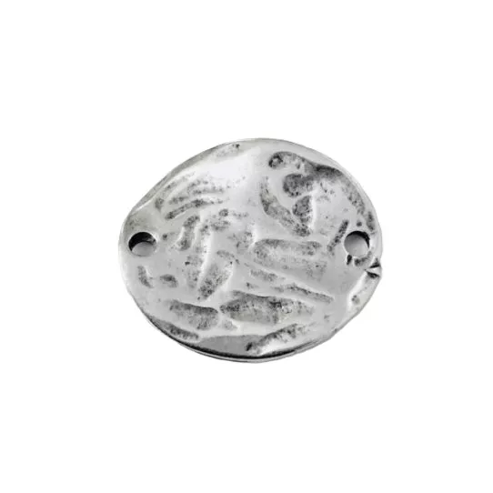 intercalaire pastille ovale martelé avec 2 trous