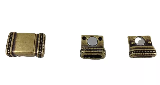 Fermoir aimanté en étain pour cuir 10mm - Bronze