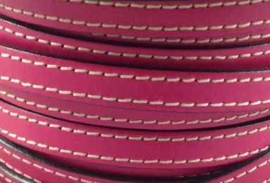 Cuir de veau cousu 10mm-nouvelles couleurs - Fuchsia