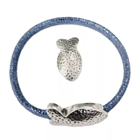 Fermoir aimanté en étain 5mm forme poisson martelé