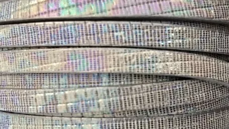 Cuir de veau 5mm arc en ciel - Argent Or Vert métallisé