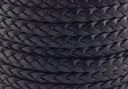 Cuir tressé 6mm-ITALIEN - Noir