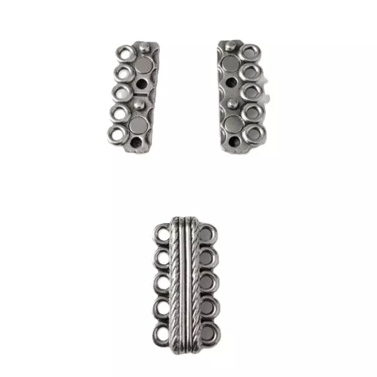 Fermoir aimanté multi-rang en étain, plaqué argent