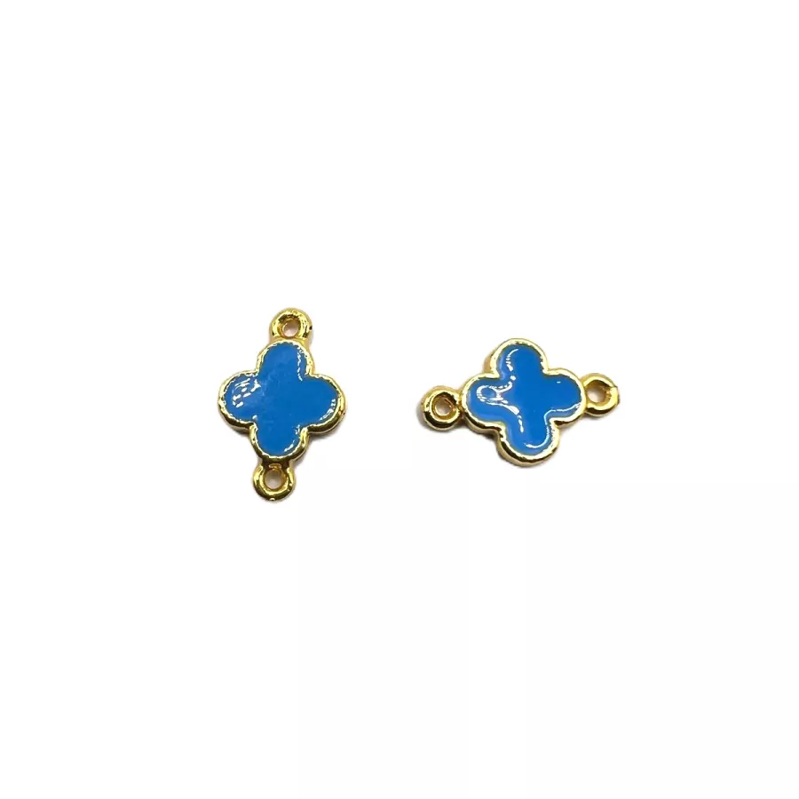 Intercalaire trèfle à 4 feuilles émaillés base doré - Bleu ciel