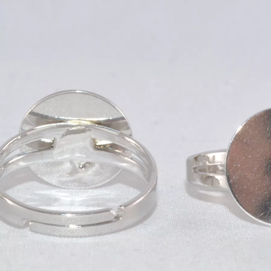 Bague avec plateau, 14mm plaqué rhodie