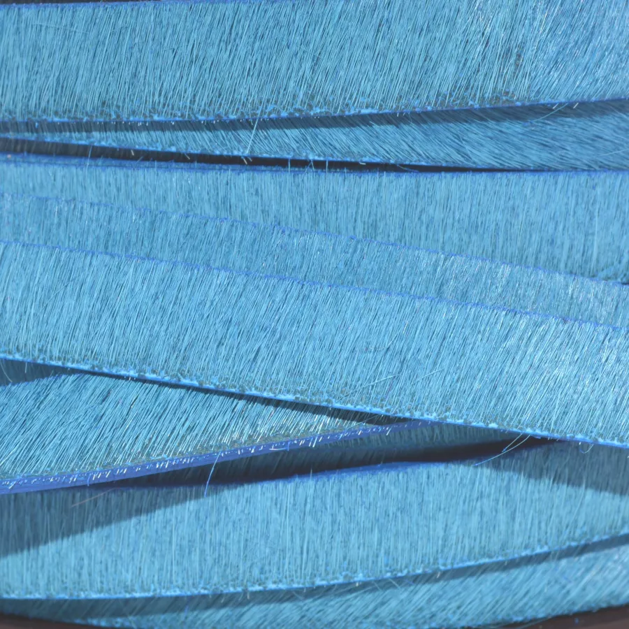 Cuir avec poils unis ou motif 10mm - Bleu turquoise