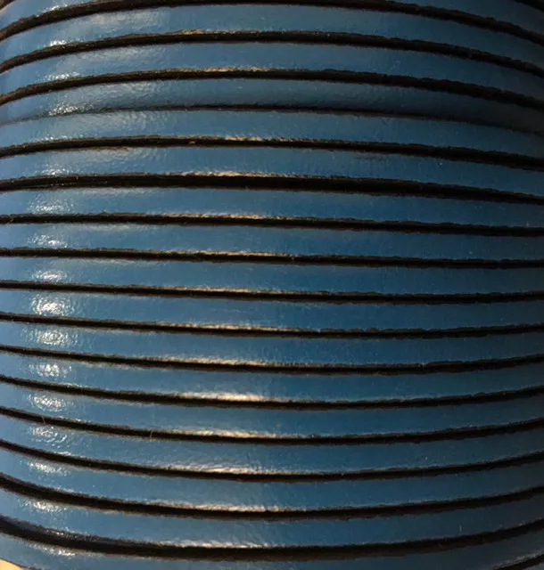 1m Cuir de veau 3mm plat-NOUVELLES COULEURS - Bleu