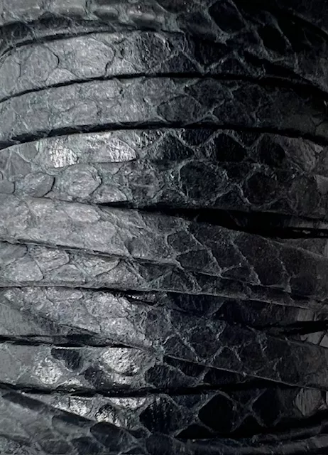 Cuir Chèvre - Motif Serpent - 5mm - Noir