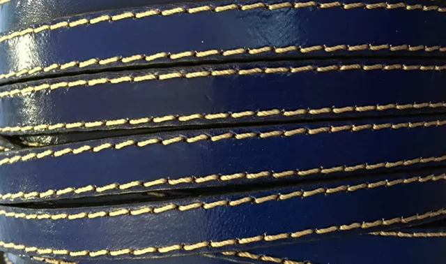 Cuir de veau cousu 10mm-nouvelles couleurs - Bleu