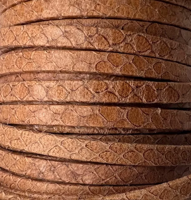 Cuir Chèvre - Motif Serpent - 5mm - Marron