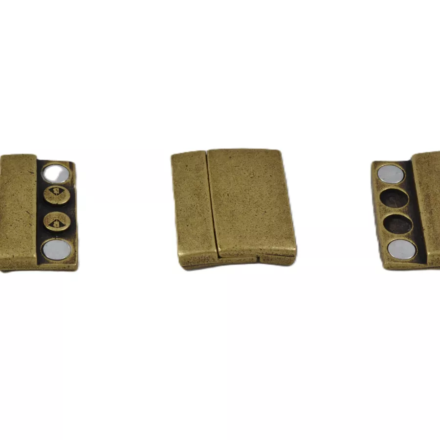 Fermoir aimanté en étain plaqué en 4  coulurs pour cuir 30mm - Bronze