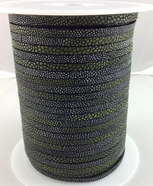 Cuir (Style Galuchat) poisson Raie en 5mm - Vert