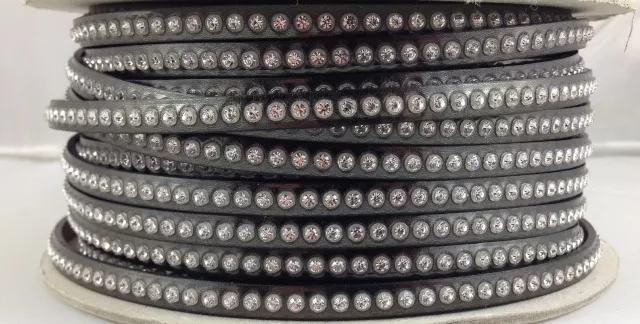 Cuir metalisé aves swarovski - Anthracite