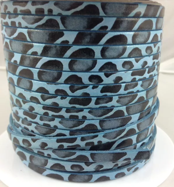 Cuir veau 5mm impression - Bleu turquoise