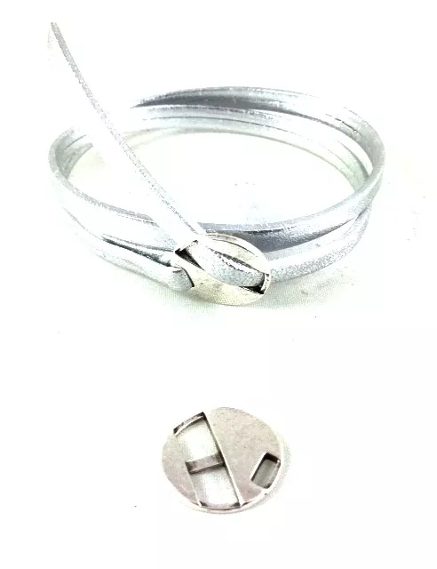  5Fermoirs  Boucle pour cuir 5mm pl argent ou 15 en pl or ou bronze - Argent