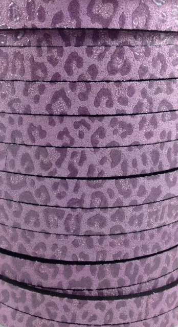 Cuir 10mm impression guépard - Lilas