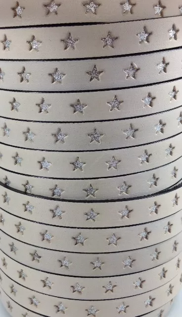 Cuir 10mm étoile incrustée - Beige