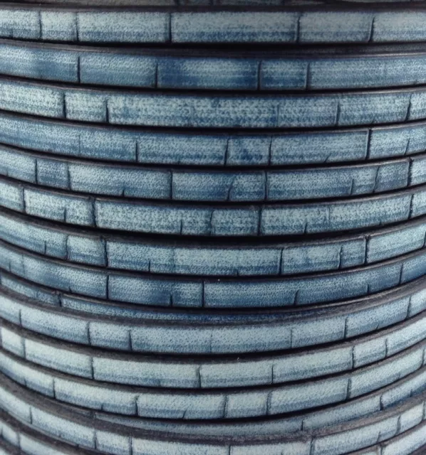 Cuir vintage(aspect vieilli) motif liège 5mm - Bleu