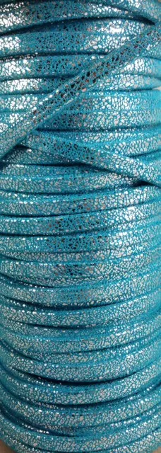 cuir SKIA-New age cousu 5mm - Bleu turquoise