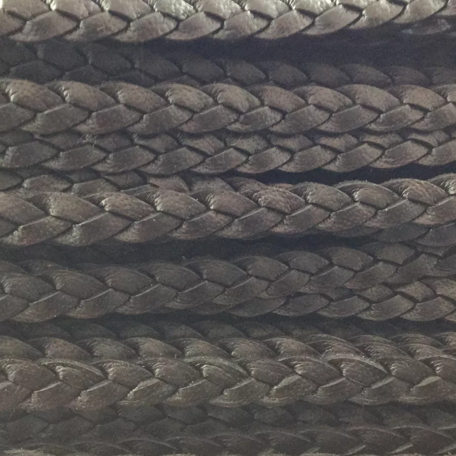Cuir tressé 6mm-ITALIEN - Marron foncé