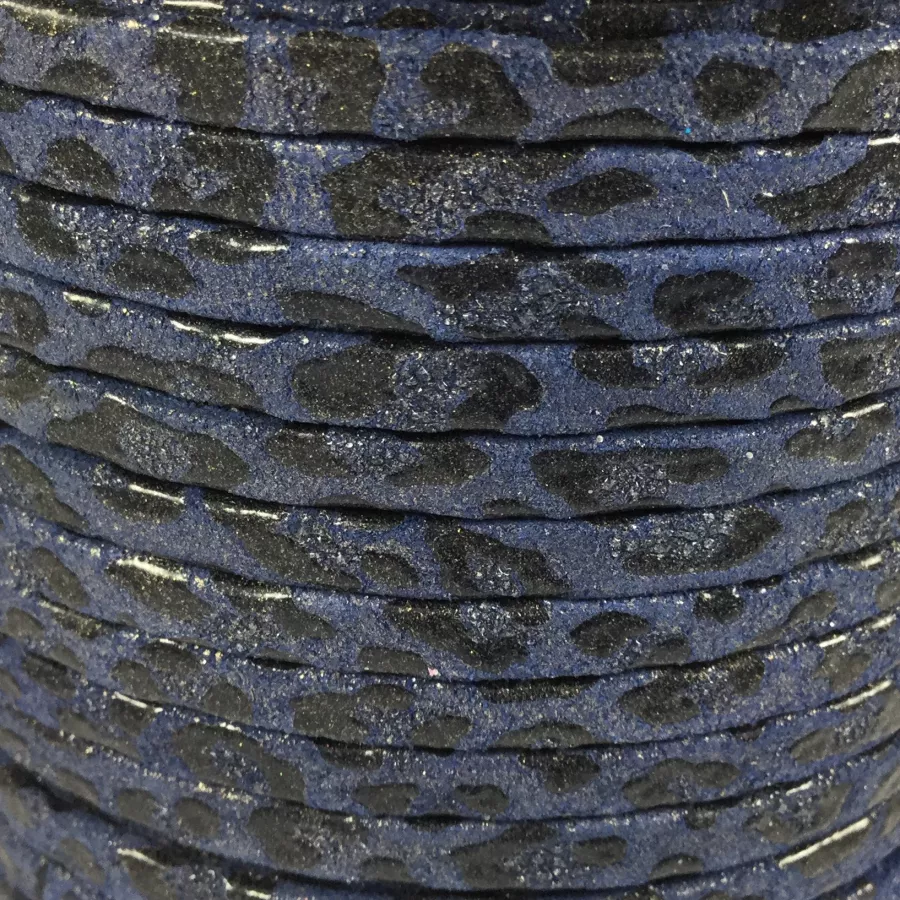 Cuir guépard 5mm doublé - Bleu