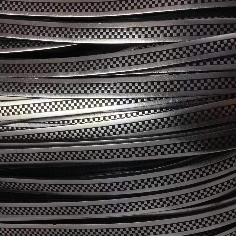 CUIR DAMIER 10MM - Argent