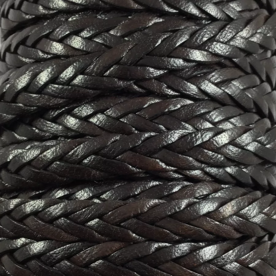 Cuir tressé 3x4 10mm-Italien - Marron foncé