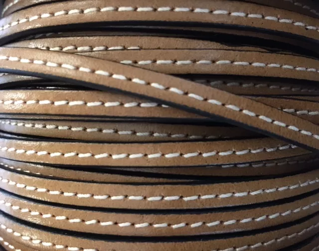 Cuir de veau cousu 5mm - Marron clair