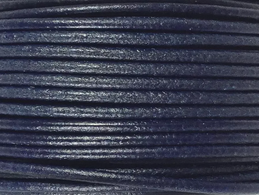 Cuir rond 2 mm couleurs pastel et métallisées - Bleu marine