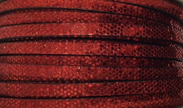 Lanière DISCO  glitter 5mm - Rouge