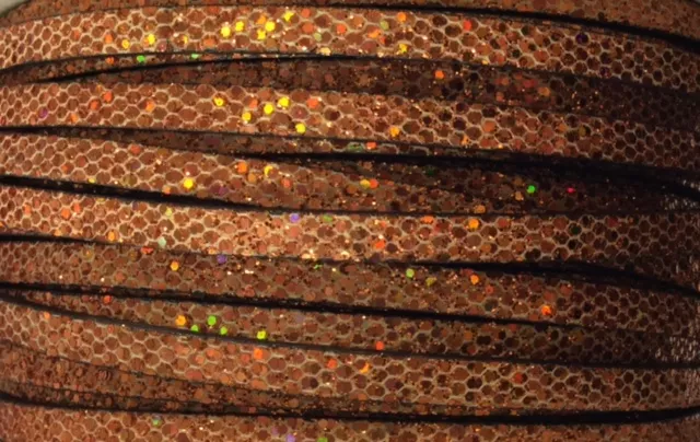 Lanière DISCO  glitter 5mm - Orange