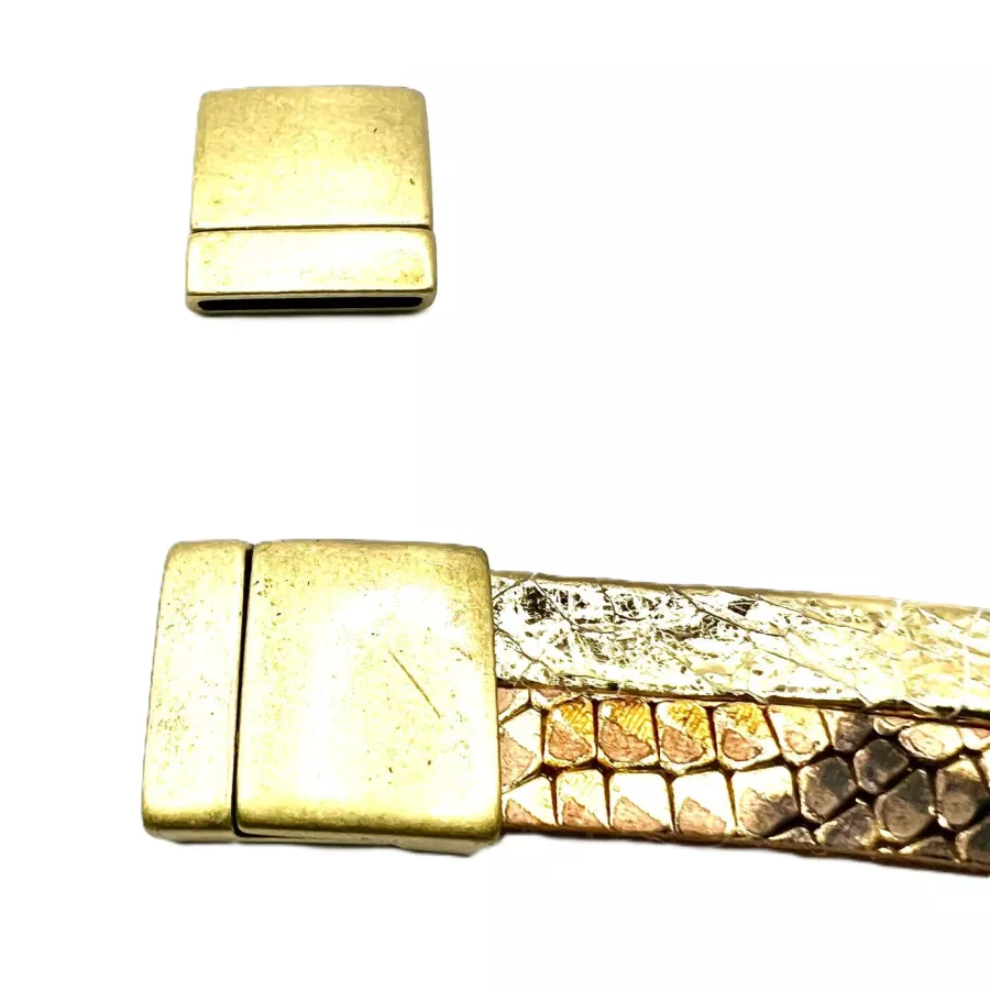 Fermoir aimante en étain pour cuir 20mm lisse - Bronze
