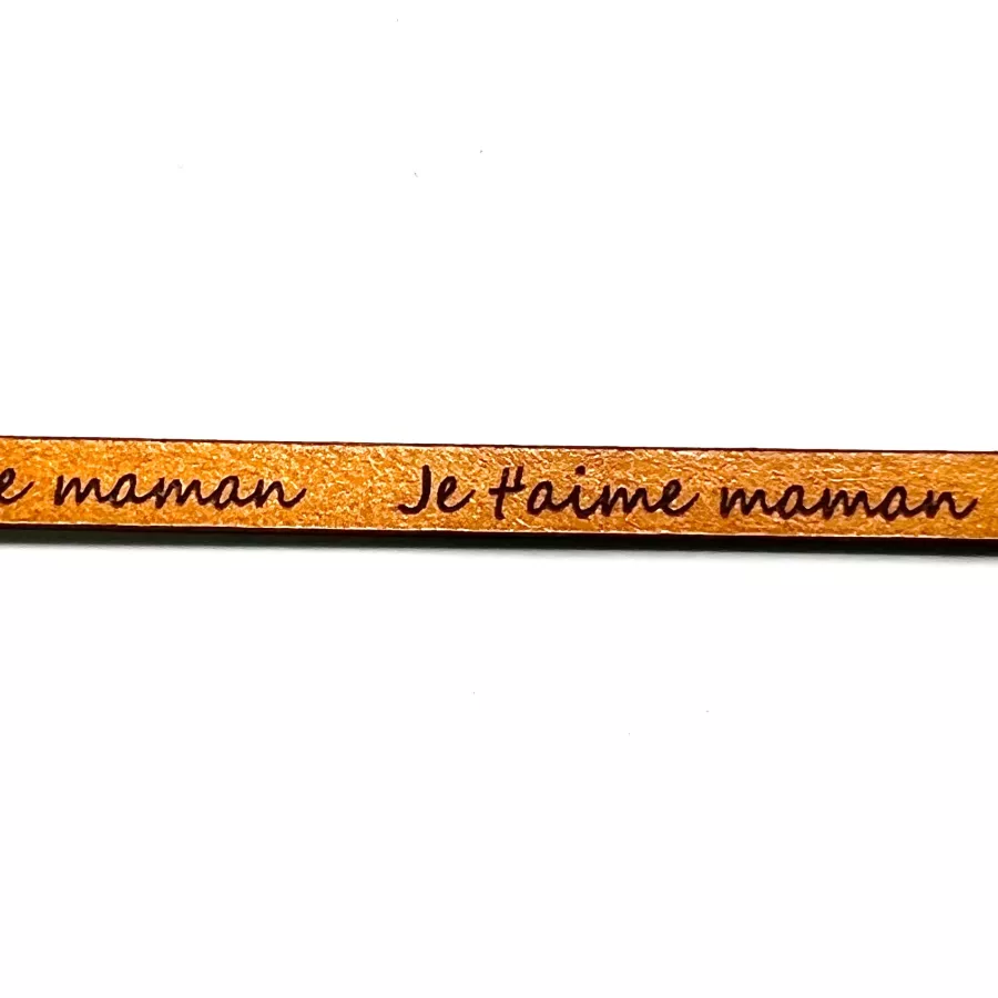 Cuir laser je t'aime maman 5mm Pour FETE DES MERES - Orange métallisé