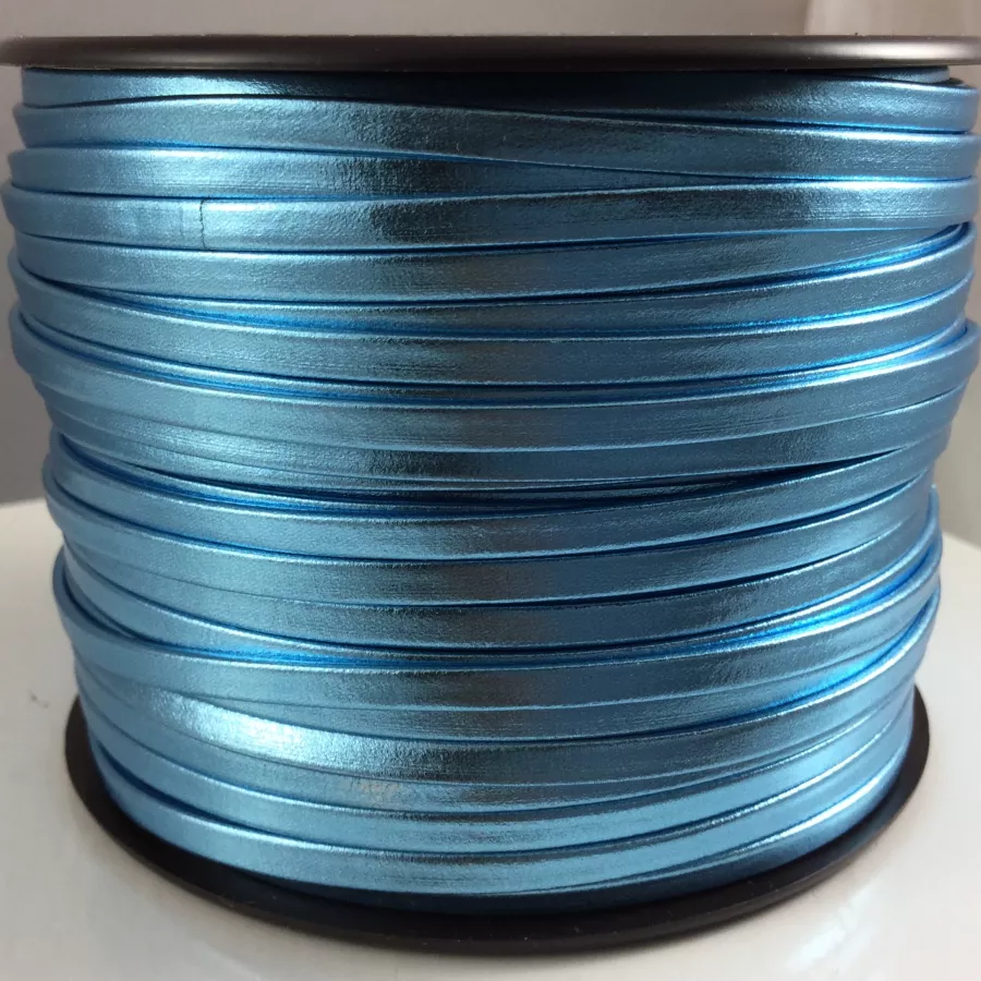 Cuir de chèvre 3mm doublé-NOUVELLES COULEURS - Bleu ciel métallisé 