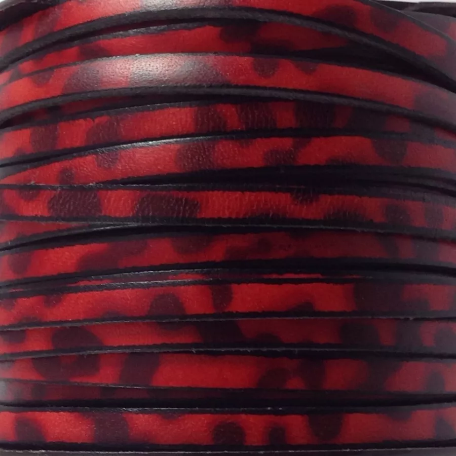 Cuir de veau Italien 5mm avec motif - Rouge