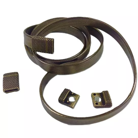 Fermoir aimanté en étain pour cuir 10mm diamanté - Bronze