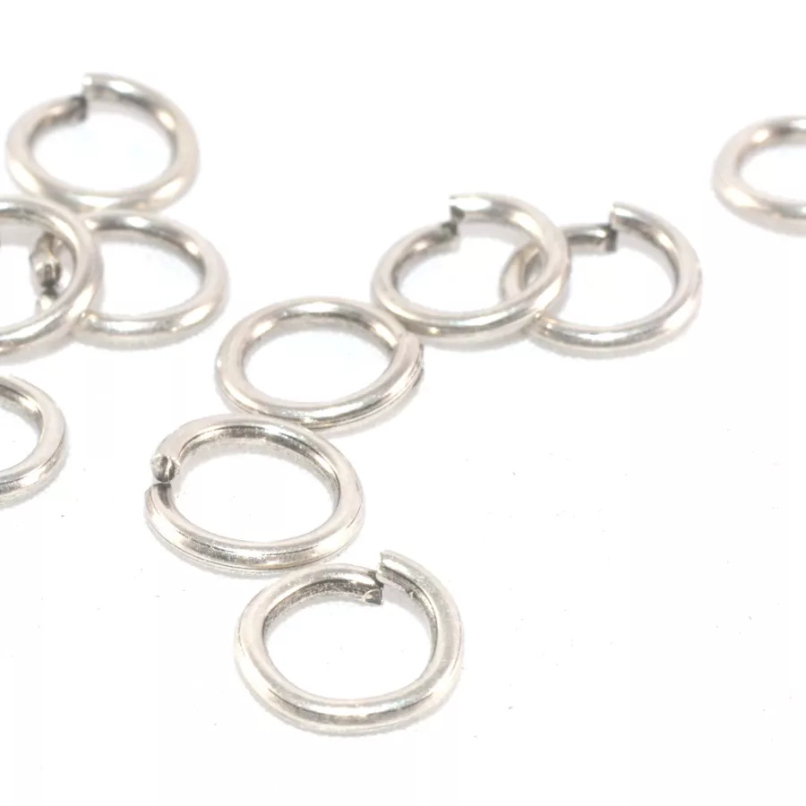 100 anneaux laiton plaqué argent antique 7mm - Argent