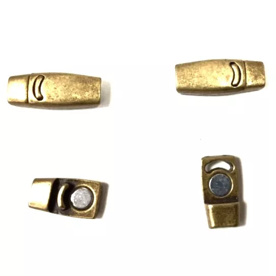Fermoir aimanté 3mm en étain plaqué argent avec SECURITE - Bronze