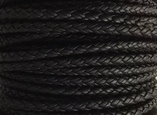 Cuir tressé rond 5mm pour HOMME - Noir