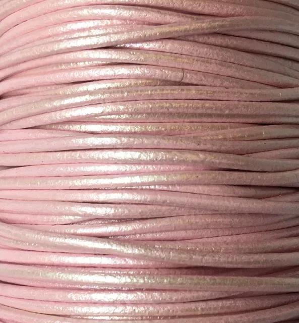 Cuir rond 2 mm couleurs pastel et métallisées - Rose clair métallisé
