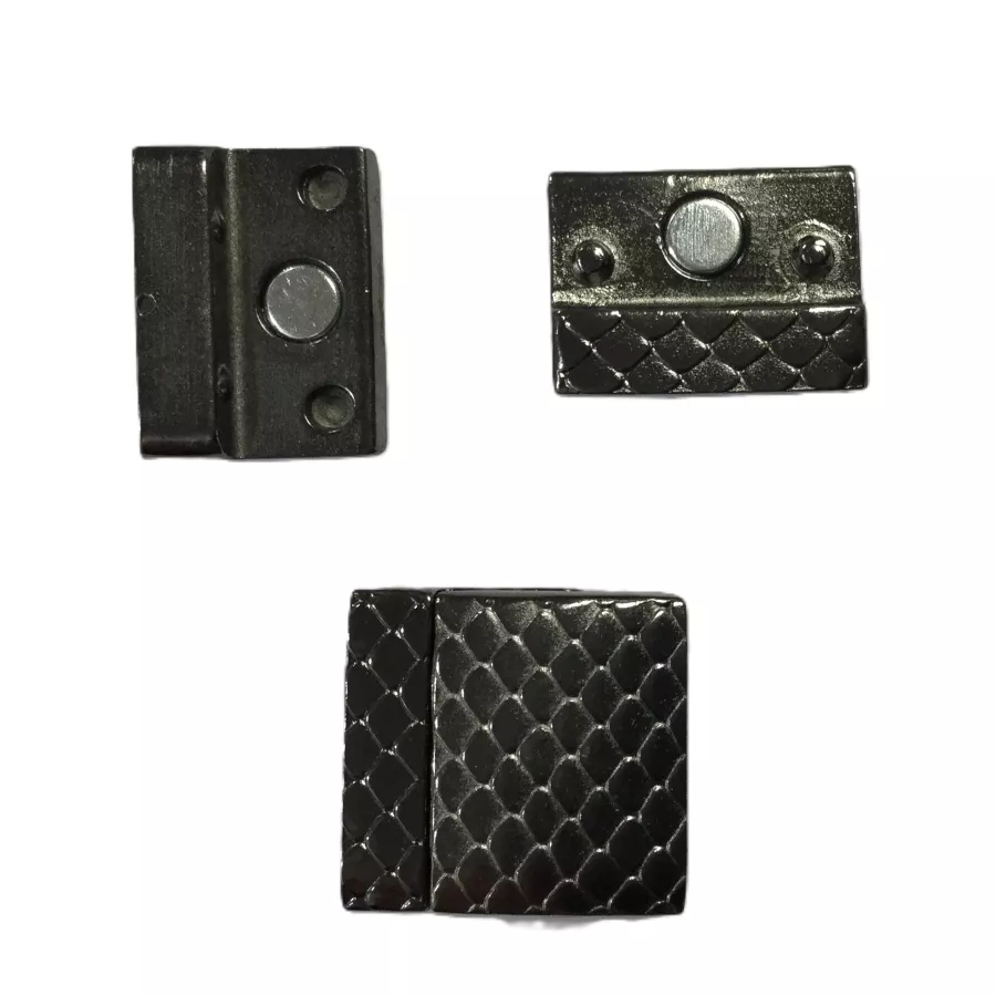 Fermoir aimanté 20mm en étain motif serpent - Noir