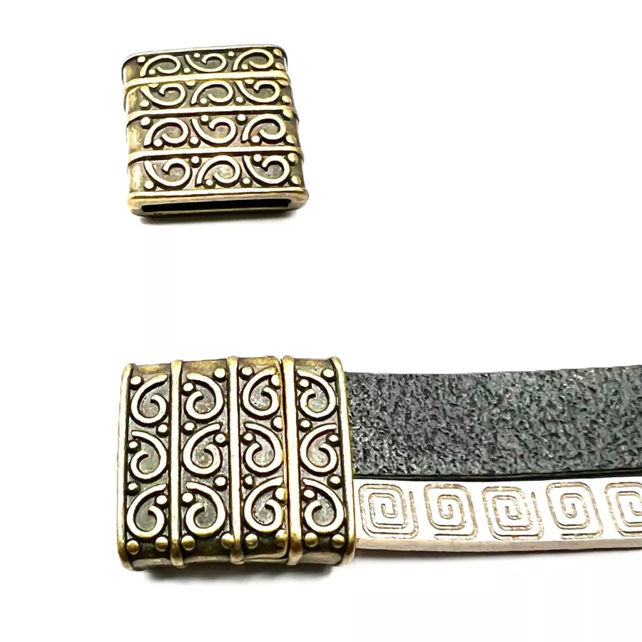 Fermoir aimante en étain pour cuir 15mm - Bronze