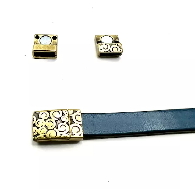 Fermoir aimanté 10mm etain motif spirale - Bronze