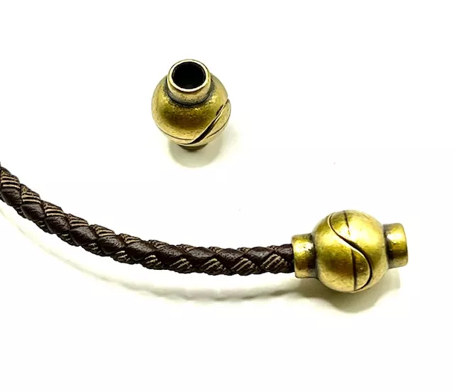 Fermoir aimanté pour cuir rond 4mm - Bronze