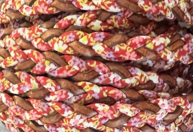 CUIR TRESSE avec  LIBERTY - Rouge et marron