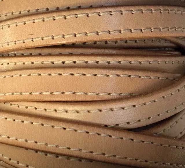 Cuir de veau cousu 10mm-nouvelles couleurs - Naturel