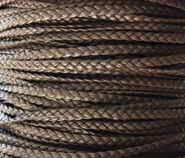 Cuir d'agneau tressé 3mm-qualité joallerie-NOUVELLES COULEURS - Marron foncé