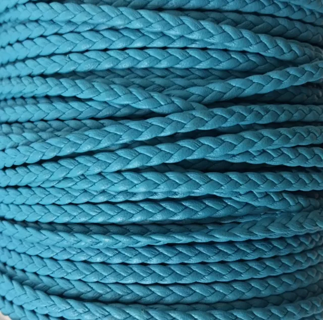 Cuir d'agneau tressé 3mm-qualité joallerie-NOUVELLES COULEURS - Turquoise
