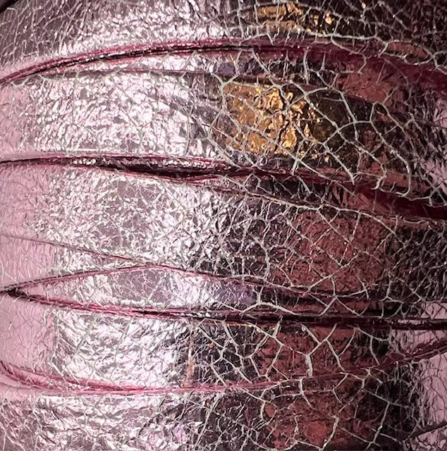 Cuir 10mm doublé Pearly - Rose